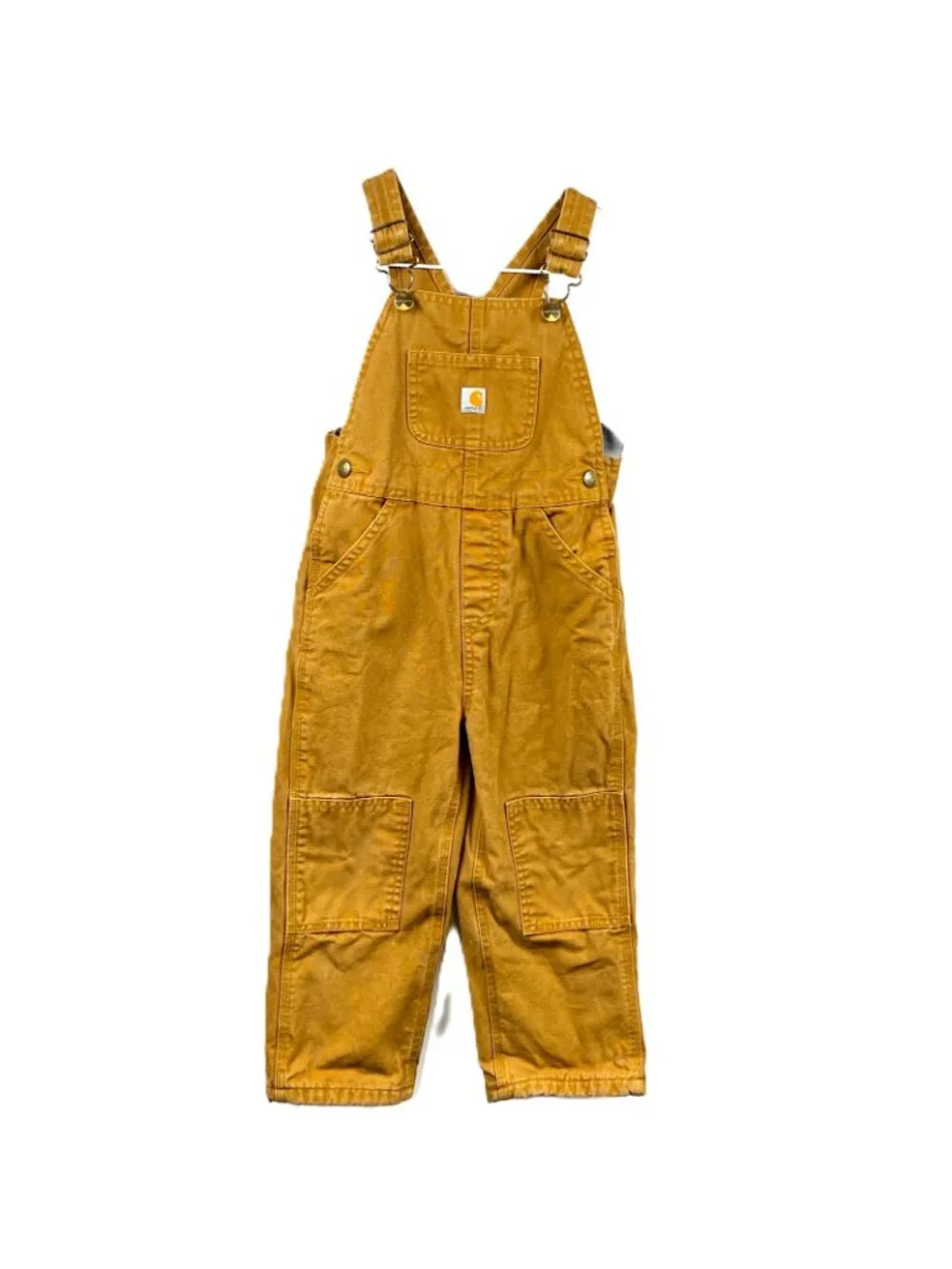 Carhartt Toddler Bib Overalls 4T Brown Duck Canvas Flannel Lined Double Knee